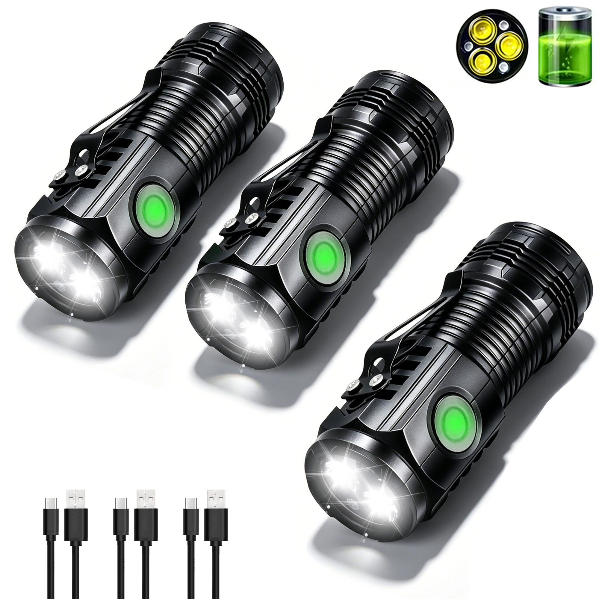 Outdoor Lighting Black - Lampe torche portable rechargeable pour l'extérieur,