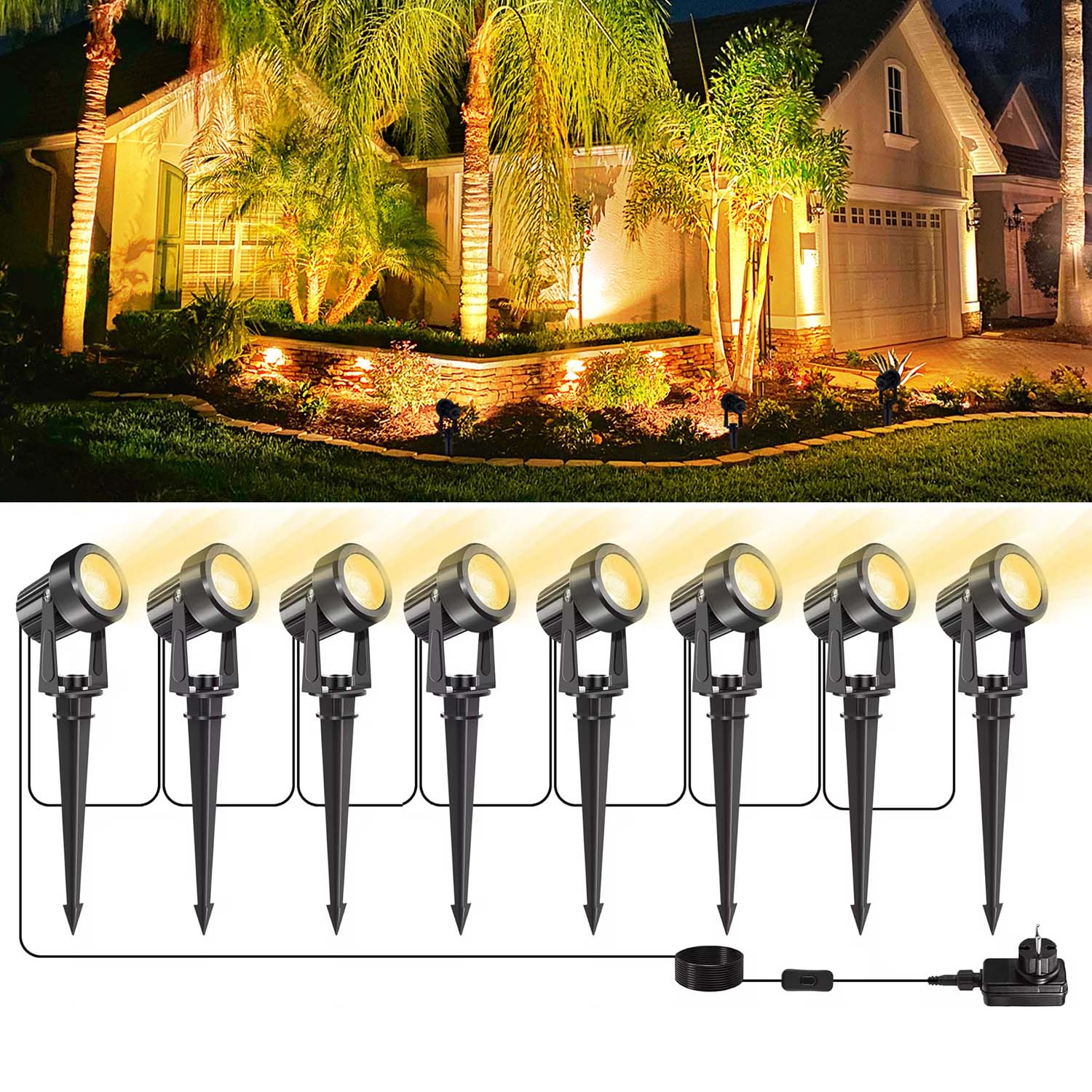 Outdoor Lighting Uk - 4/6/8 LEDS 3000K projecteur extérieur paysage